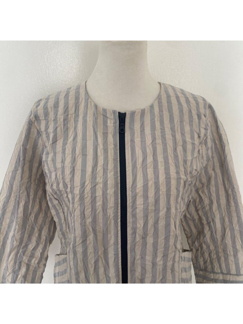 Kozan Crinkle Striped Zipper Top / Blazer - Picture 3 of 12